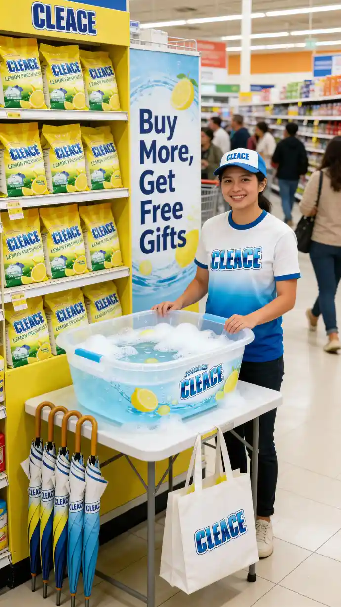 Supermarket shelf display of FMCG products for distributor marketing